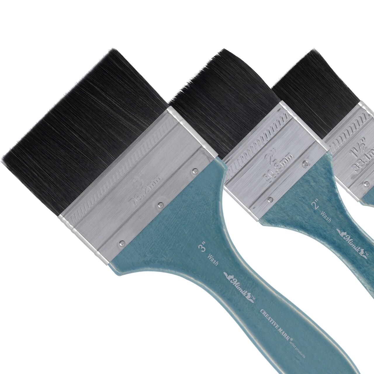 Creative Mark Mimik Professional Watercolor Brushes - Mottler Set of 3 - Synthetic Squirrel Hair - Natural Bristle Artist Brushes for Watercolors, Gouache & Acrylics - Imitates Natural Squirrel and Sable Hair